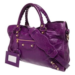 EXQUISITE, rare Amethyst/Purple Balenciaga City bag from 2013, gold hardware